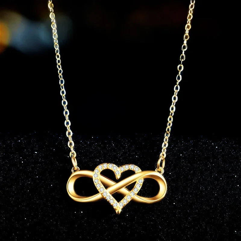 Collar con Colgante de Símbolo Infinito Mujer Corazón 