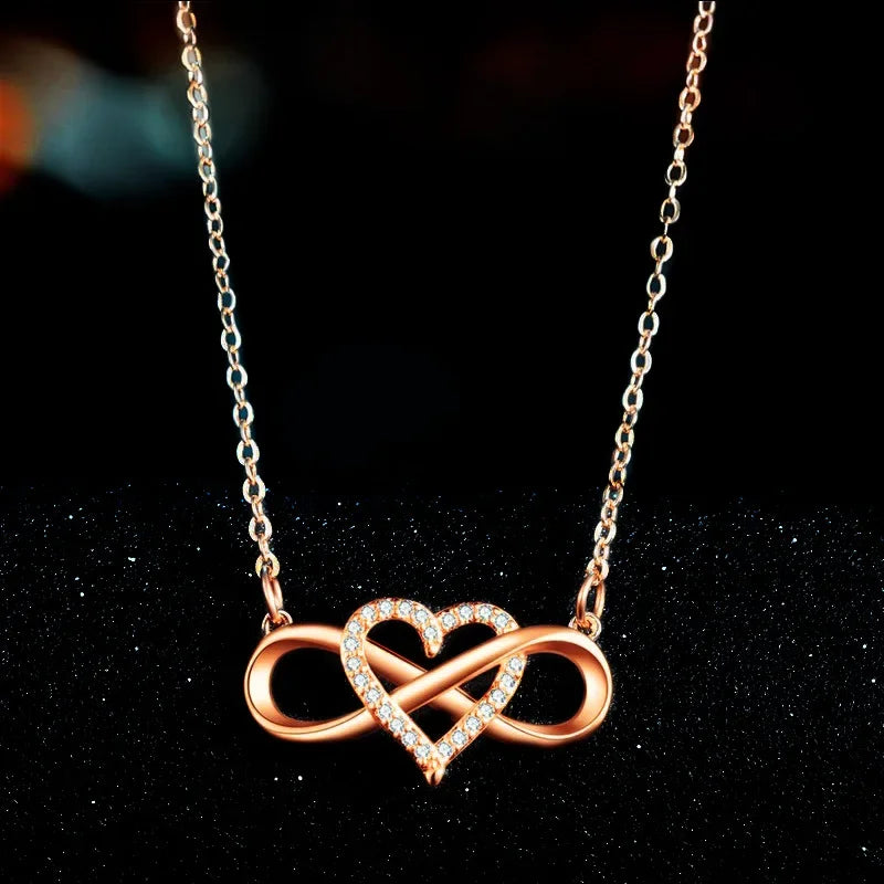 Collar con Colgante de Símbolo Infinito Mujer Corazón 