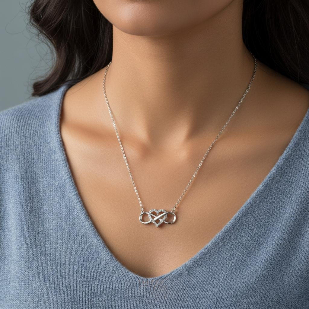 Collar con Colgante de Símbolo Infinito Mujer Corazón 