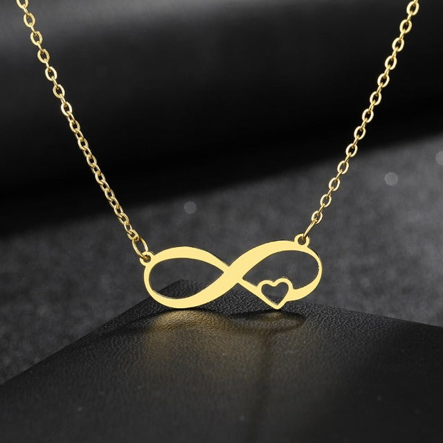 Collar Símbolo Infinito Colgante Mujer Pequeño Corazón oro