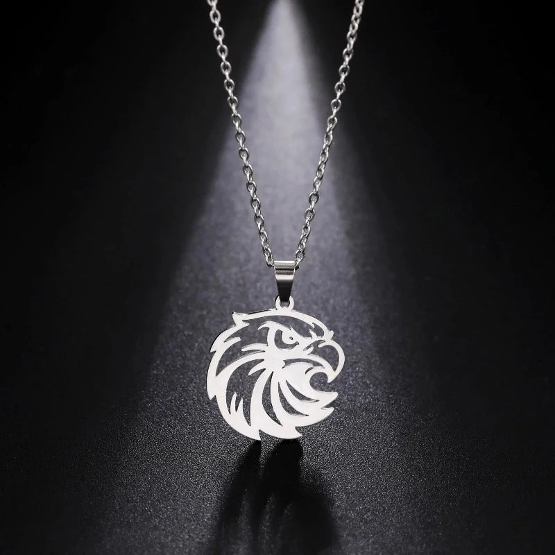 Collar Cabeza de Águila Colgante Plata