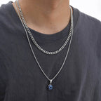 Collar retorcido con colgante ojo azul discreto plata