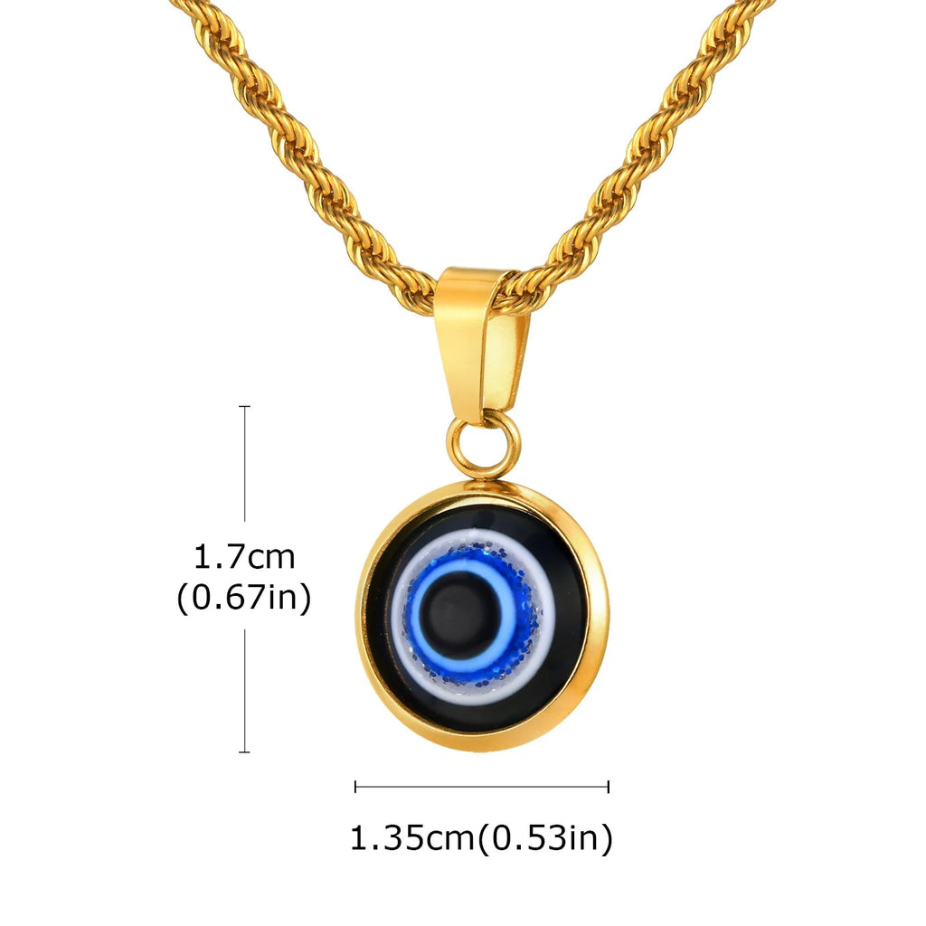Collar retorcido con colgante ojo azul discreto oro