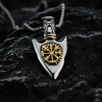Collar Vikingo con Colgante Flecha Vegvisir oro