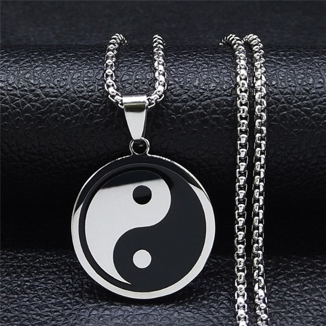 Collar Yin Yang Colgante Hombre plata