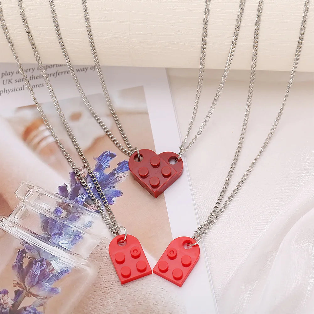 Collares para Parejas de Amigos Colgante Corazón Moda rojo