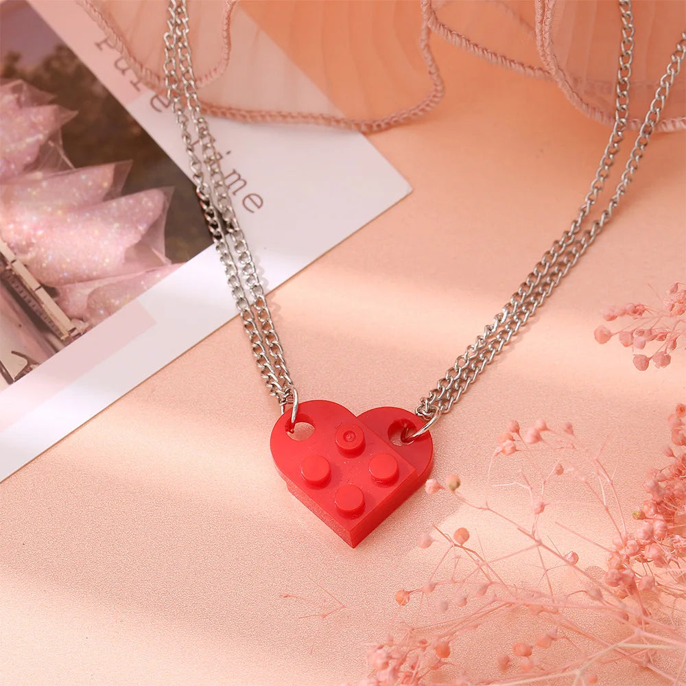 Collares para Parejas de Amigos Colgante Corazón Moda rojo