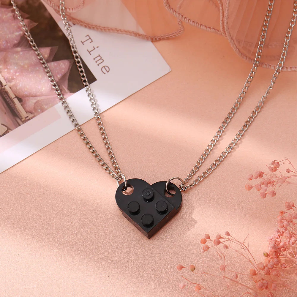 Collares para Parejas de Amigos Colgante Corazón Moda negro