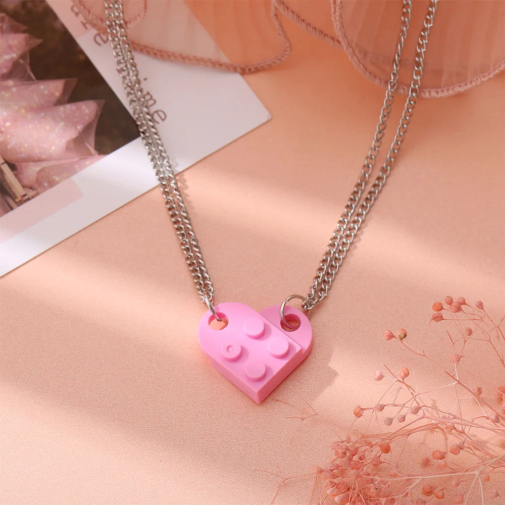 Collares para Parejas de Amigos Colgante Corazón Moda rosa