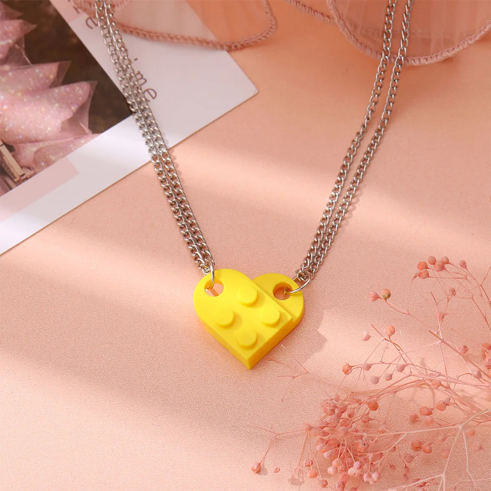Collares para Parejas de Amigos Colgante Corazón Moda amarillo