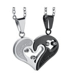 Collares para Parejas Mejores Amigos Colgante Corazón plata y negro 2