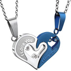 Collares para Parejas Mejores Amigos Colgante Corazón plata y azul