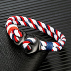 Pulsera doble ancla blanca y roja
