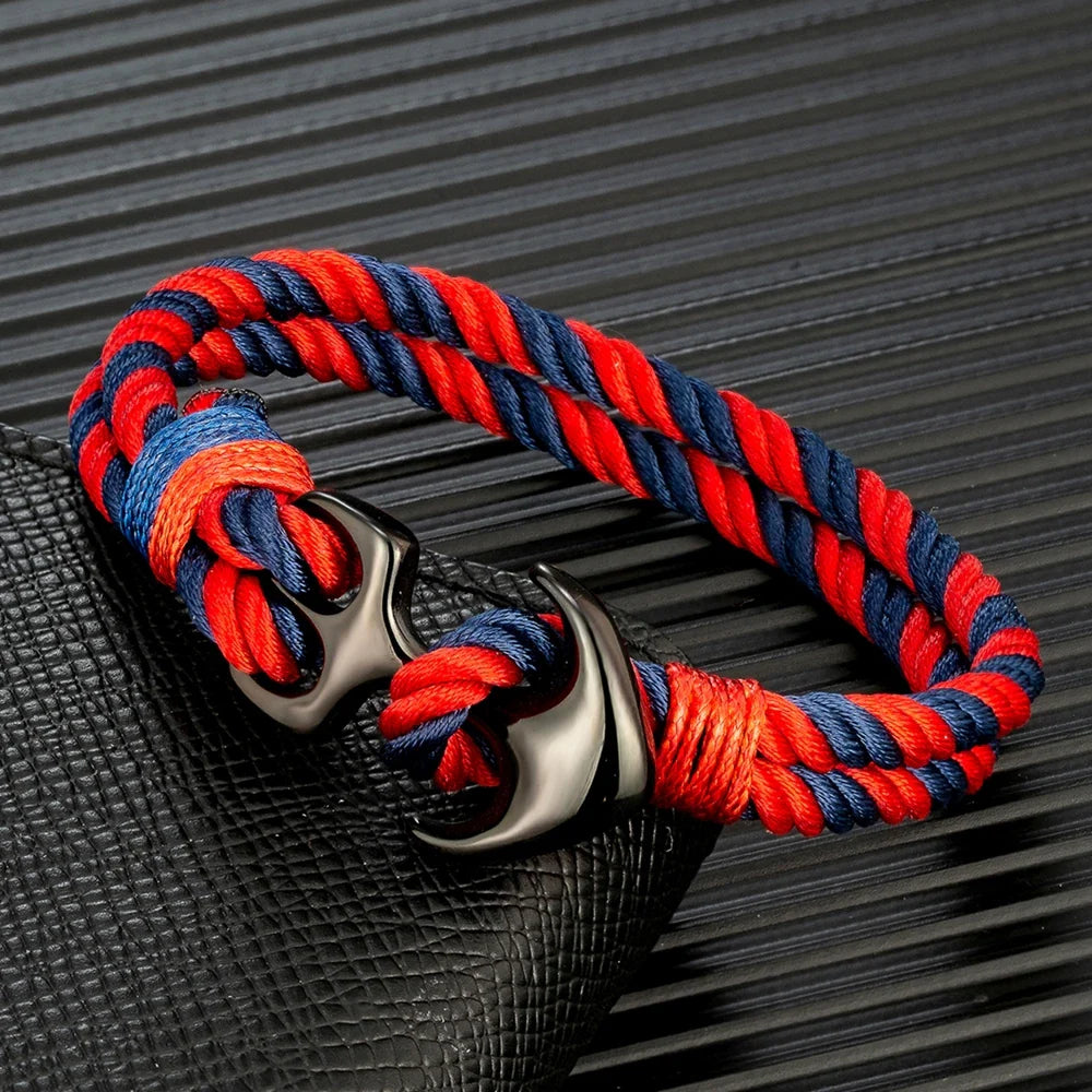 Pulsera doble ancla roja