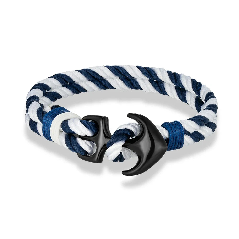 Pulsera doble ancla blanca y azul