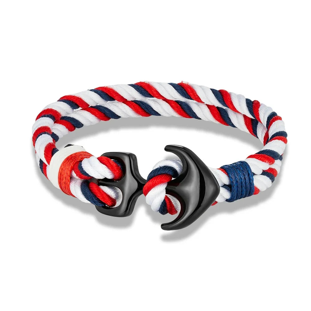 Pulsera doble ancla blanca y roja