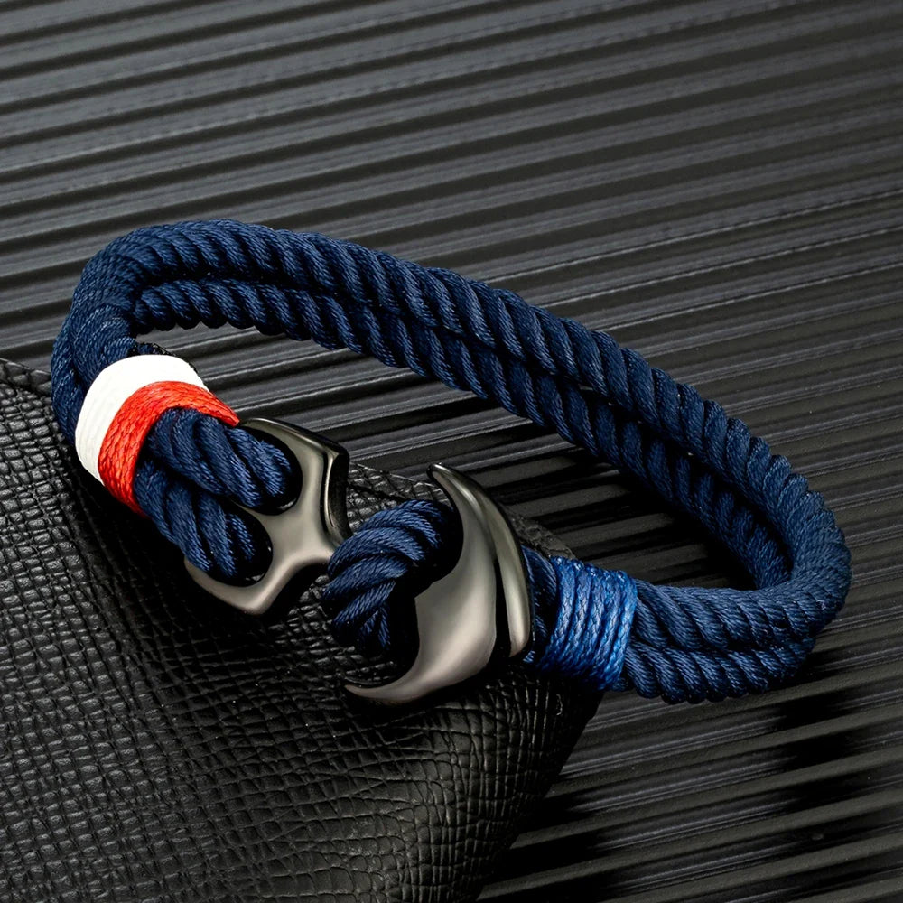 Pulsera doble ancla azul