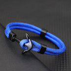 Pulsera doble ancla negra azul