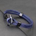 Pulsera doble ancla negra azul marino