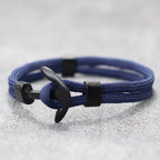 Pulsera doble ancla negra azul marino