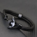 Pulsera doble ancla negra negro