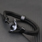 Pulsera doble ancla negra negro