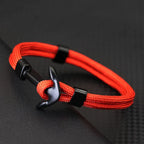 Pulsera doble ancla negra naranja