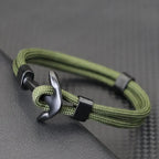 Pulsera doble ancla negra verde
