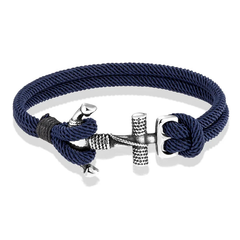 Pulsera doble ancla para hombre azul