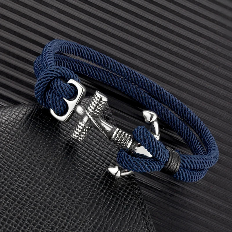 Pulsera doble ancla para hombre 
