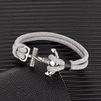 Pulsera doble ancla para hombre gris