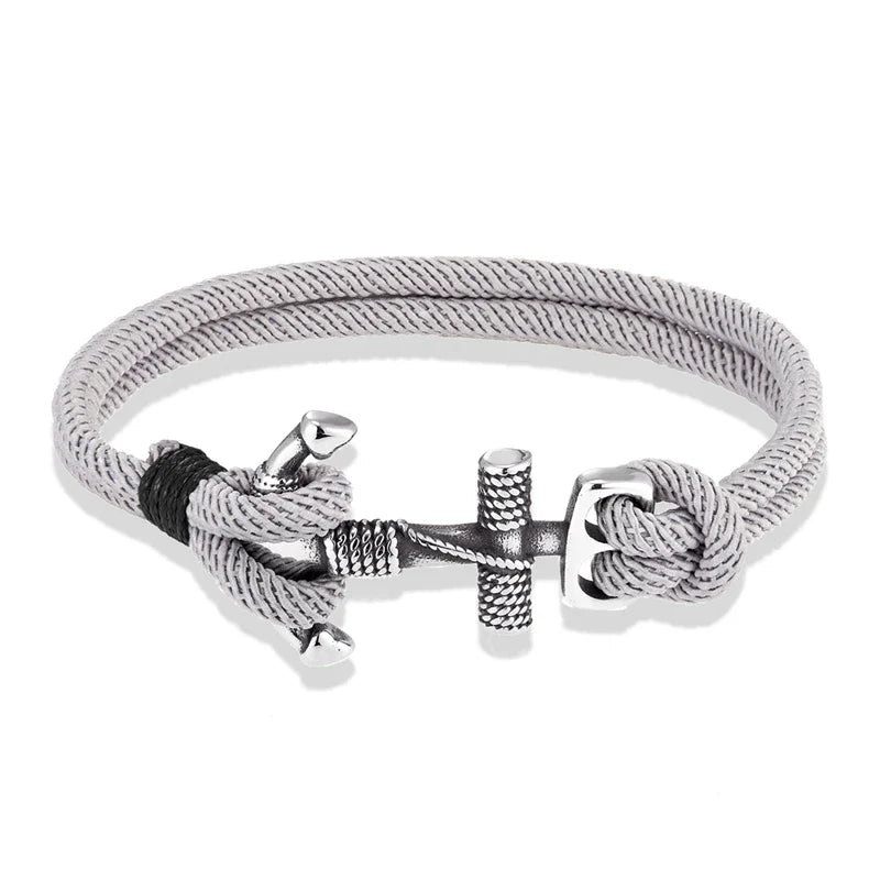 Pulsera doble ancla para hombre gris