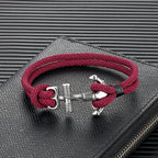 Pulsera doble ancla para hombre rojo