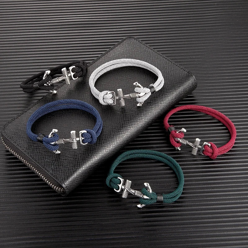 Pulsera doble ancla para hombre