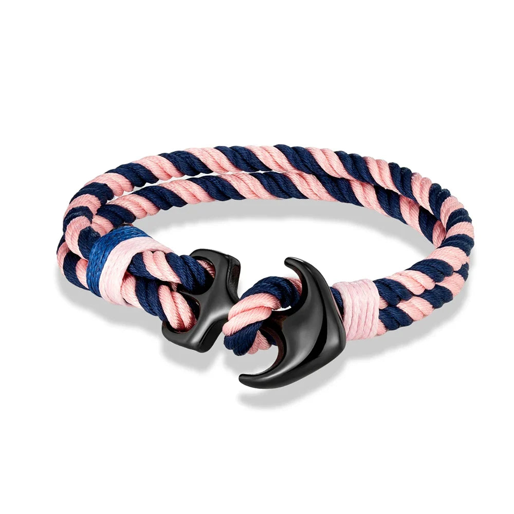 Pulsera doble ancla rosa
