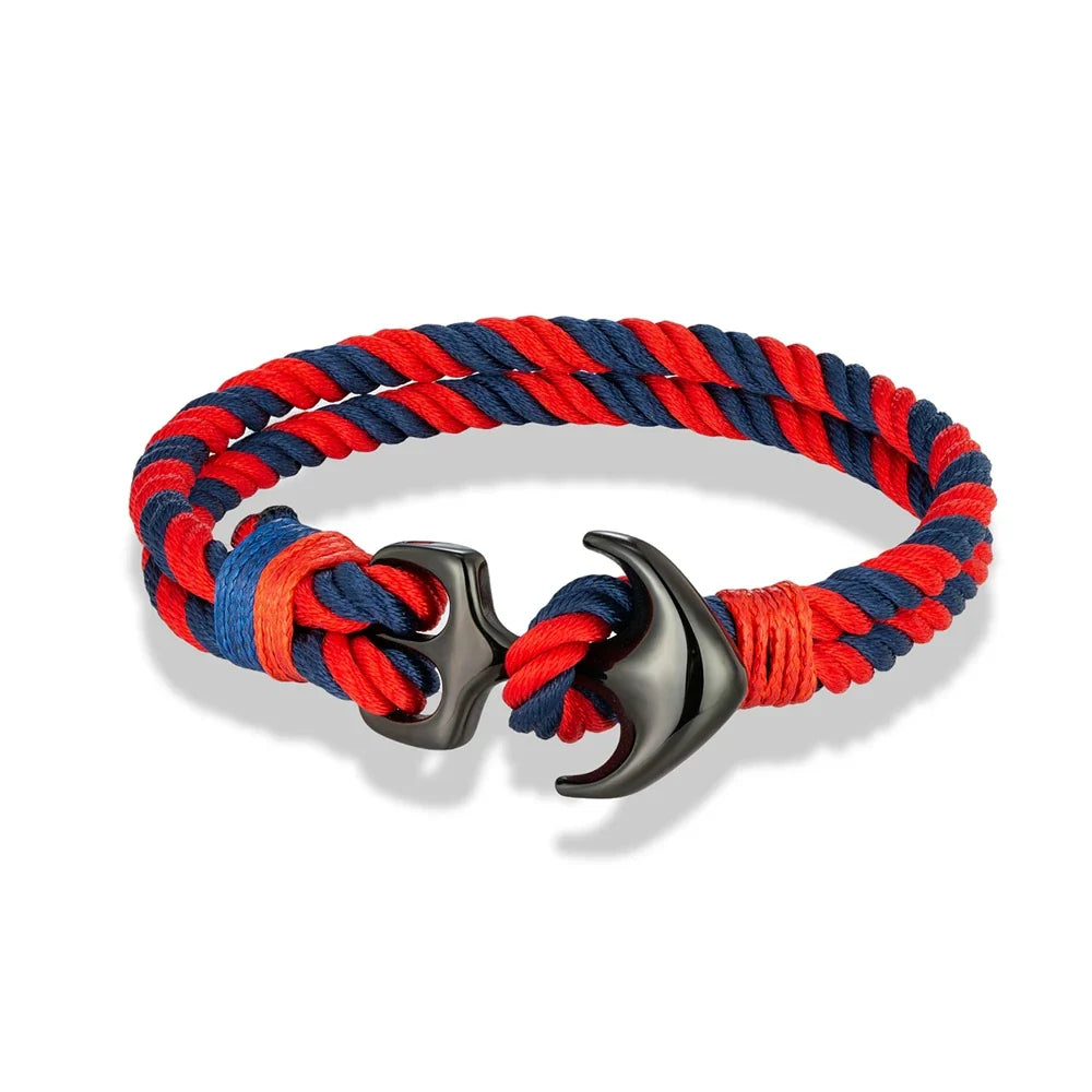 Pulsera doble ancla roja