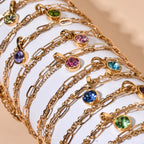 Pulsera doble dorada con piedra natal