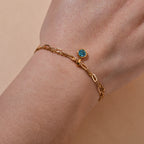 Pulsera doble dorada con piedra natal