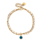 Pulsera doble dorada con piedra natal