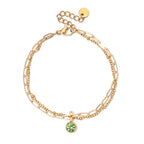 Pulsera doble dorada con piedra natal