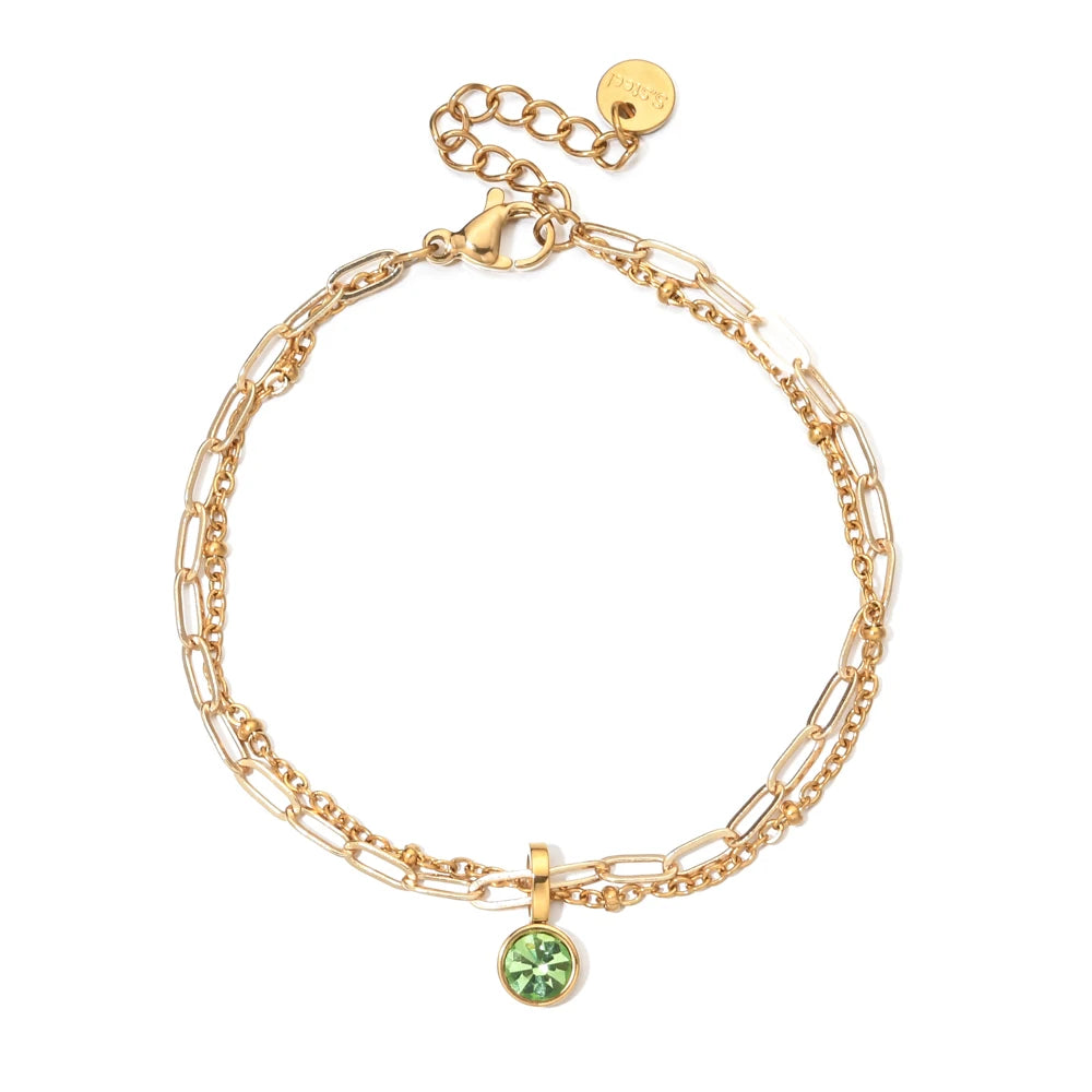 Pulsera doble dorada con piedra natal