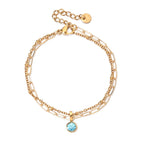 Pulsera doble dorada con piedra natal