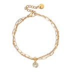 Pulsera doble dorada con piedra natal