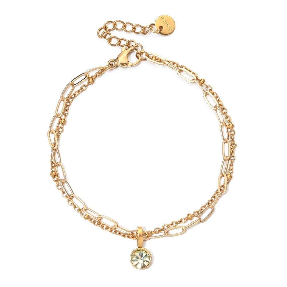 Pulsera doble dorada con piedra natal