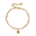 Pulsera doble dorada con piedra natal
