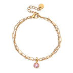 Pulsera doble dorada con piedra natal