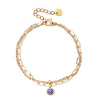 Pulsera doble dorada con piedra natal