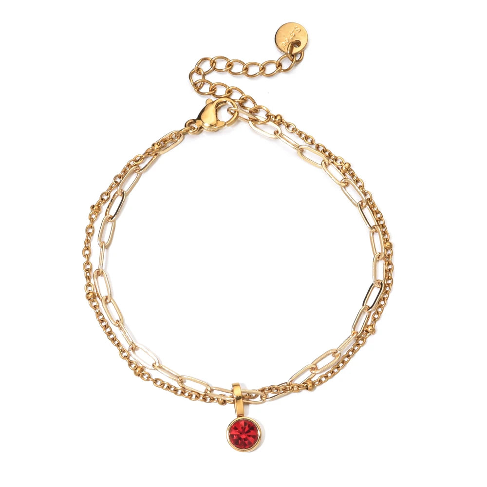 Pulsera doble dorada con piedra natal
