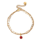 Pulsera doble dorada con piedra natal