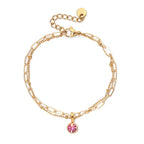 Pulsera doble dorada con piedra natal